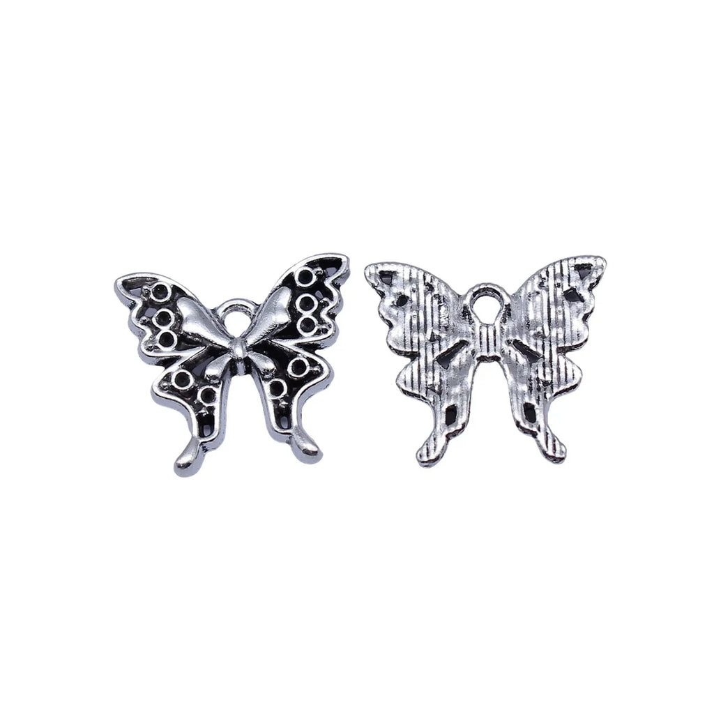 19x18mm 1.5g Antique Silver Zinc Alloy Butterfly Charm Pendant for DIY Necklace Bracelet Jewelry Making