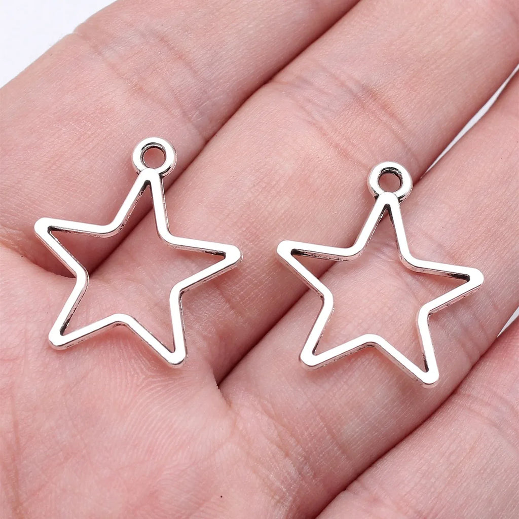 24x21mm 0.84g Multicolor Zinc Alloy Hollow Five Point Star Charm Pendant for DIY Jewelry Making