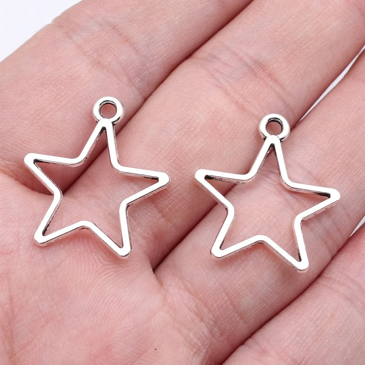 24x21mm 0.84g Multicolor Zinc Alloy Hollow Five Point Star Charm Pendant for DIY Jewelry Making