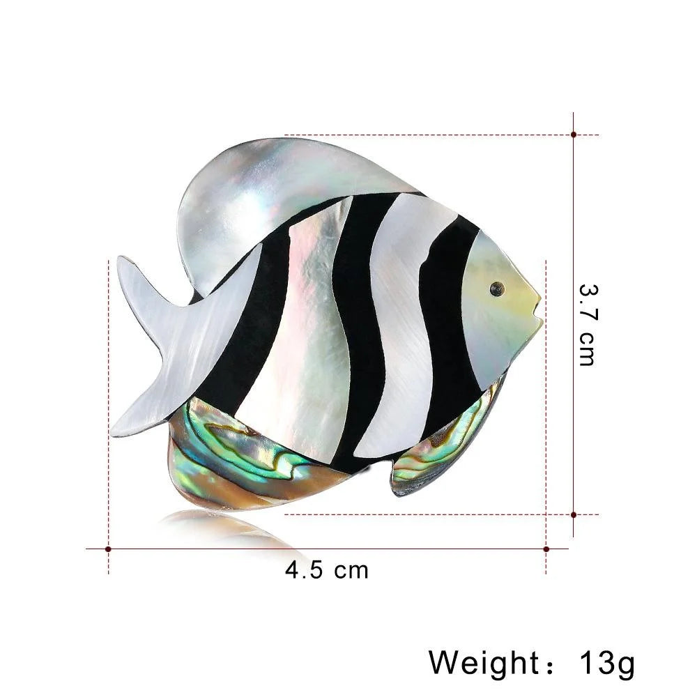 Elegant Tropical Fish Mother Of Pearl Abalone Shell Brooch Lapel Pin Corsage For Women Suit Accessory Gift