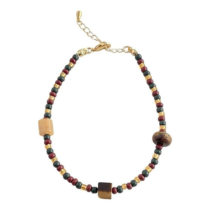 Handmade Natural Tiger Eye Stone Color New Chinese Geometric Bracelet For Women