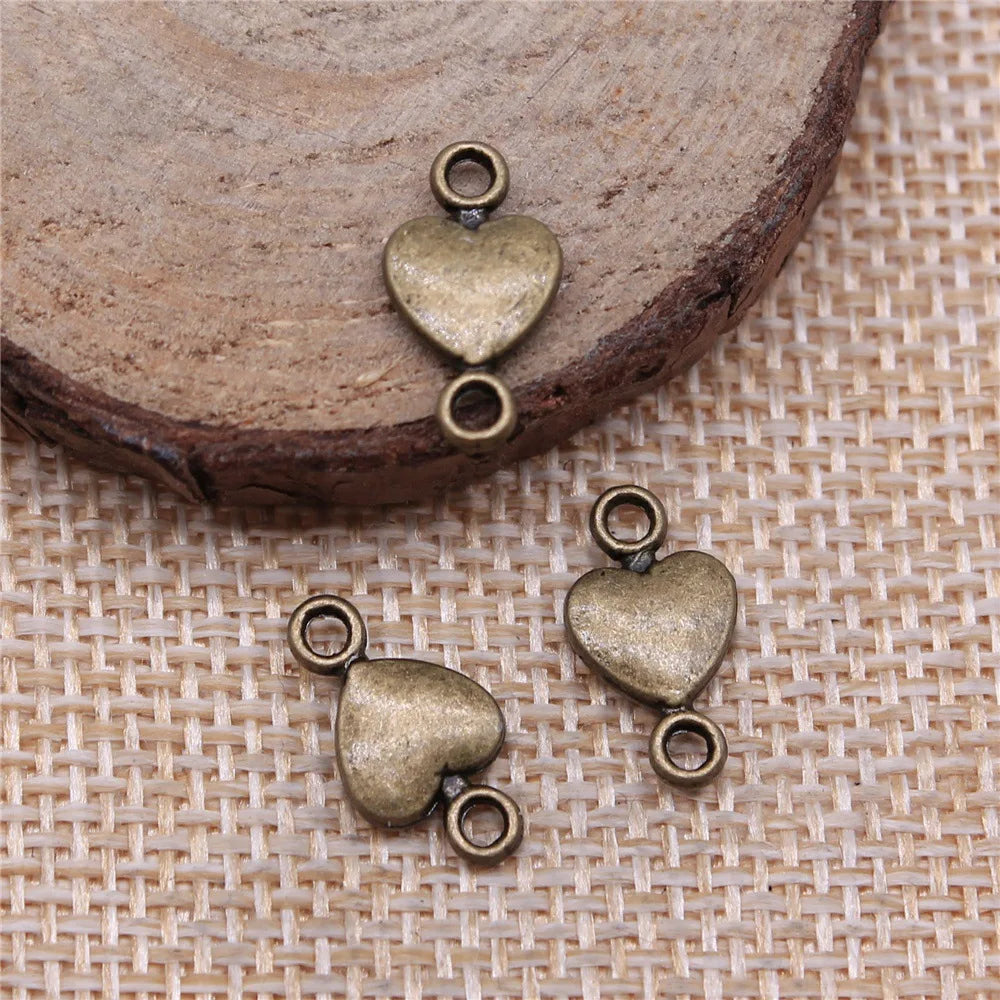 15x7mm 0.7g Multicolor Zinc Alloy Heart Connector Charm for DIY Bracelet Necklace Jewelry Making