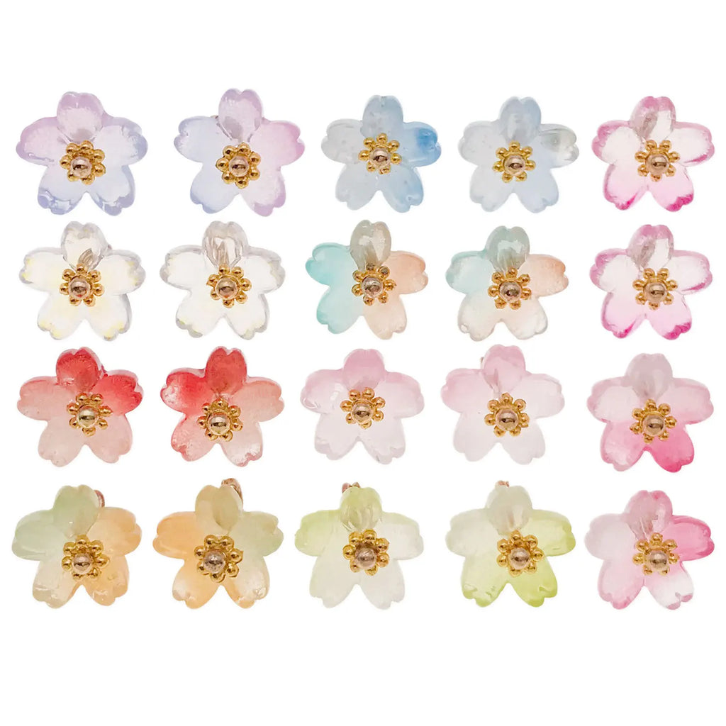 Colorful Glass Sakura Flower Bead Charm Pendant for DIY Beaded Bracelet Keychain Making