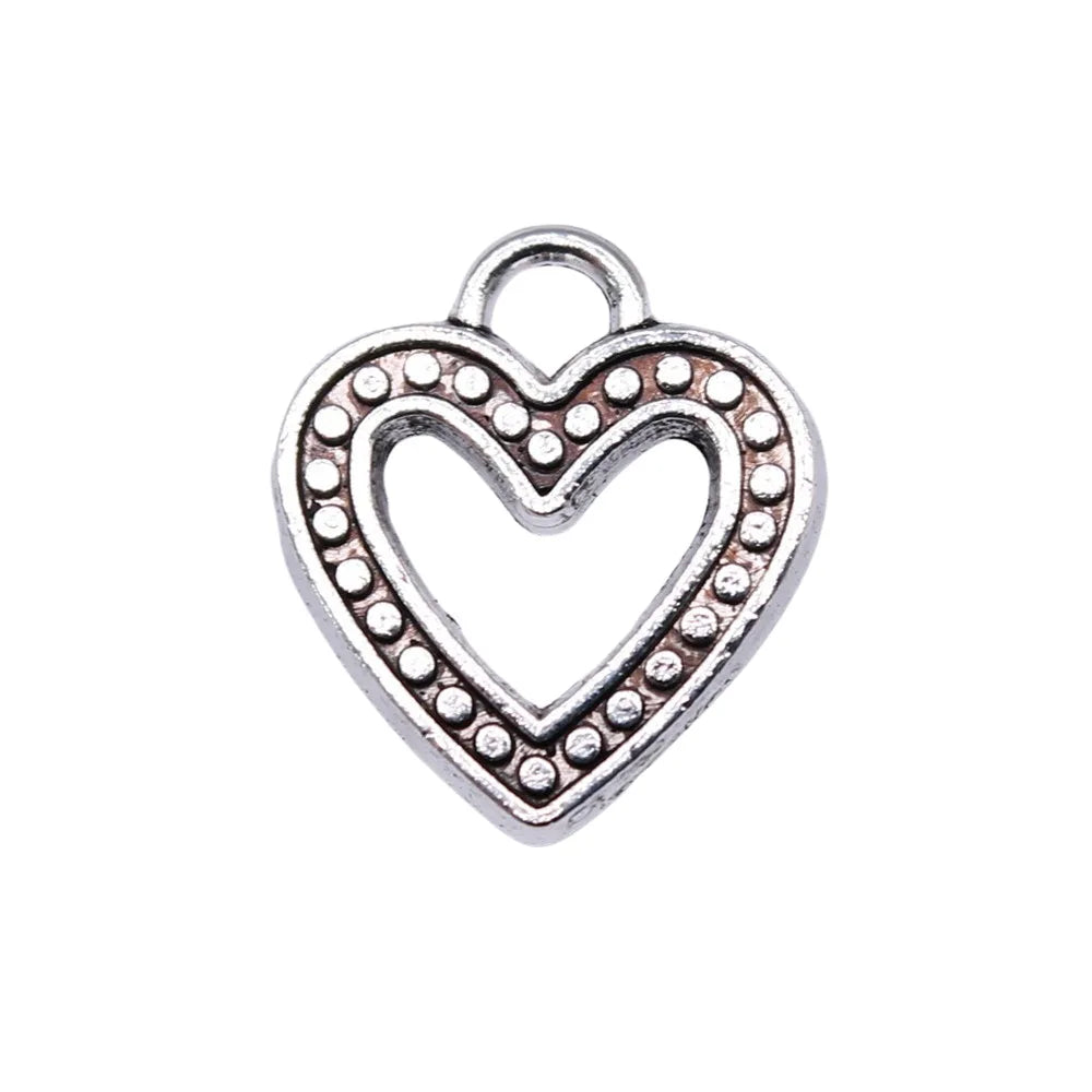 15x13mm 1g Antique Silver Zinc Alloy Heart Charm Pendant for DIY Necklace Bracelet Jewelry Making