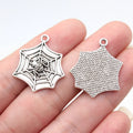27x23mm 2.4g Antique Silver Zinc Alloy Spider Web Charm Pendant for Halloween Jewelry Making