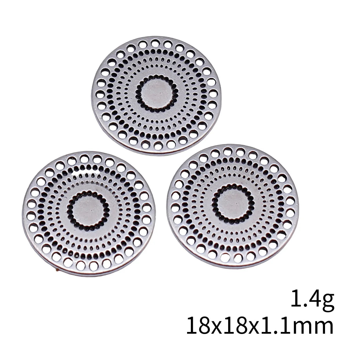 18x18x1.1mm 1.4g Multicolor Zinc Alloy Multi-Hole Flower Filigree Charm Pendant for DIY Jewelry Making