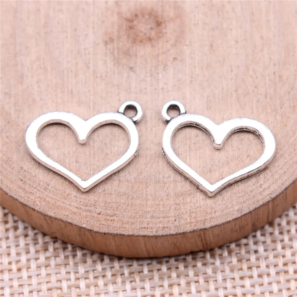 17x13mm 0.7g Multicolor Zinc Alloy Hollow Heart Charm Pendant for DIY Necklace Bracelet Making
