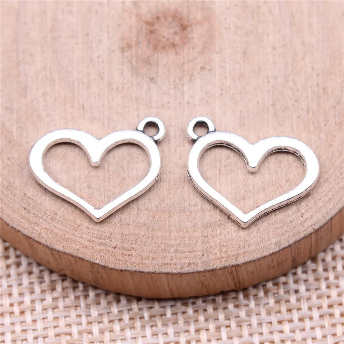 17x13mm 0.7g Multicolor Zinc Alloy Hollow Heart Charm Pendant for DIY Necklace Bracelet Making