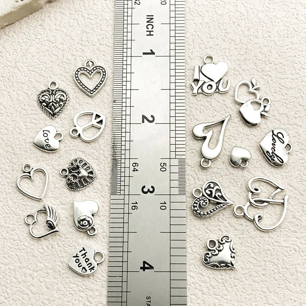 Vintage Zinc Alloy Heart Love Letter Charm Pendant for DIY Necklace Bracelet Keychain Jewelry