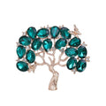 Elegant Green Rhinestone Money Tree Brooch, Gold Tone Alloy Branch Lapel Pin Corsage Suit Accessory Gift