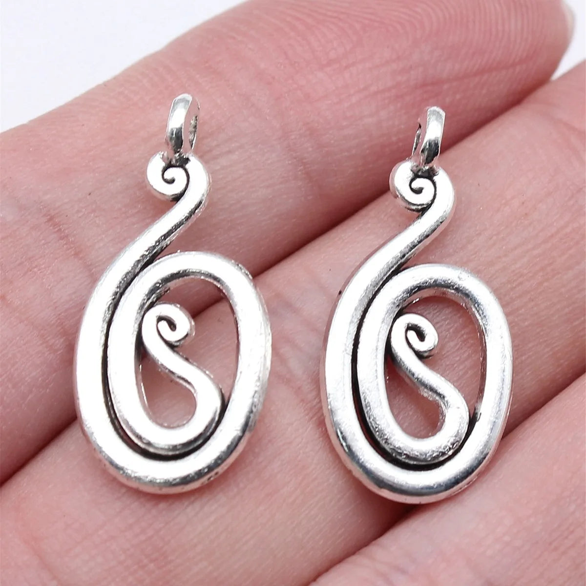 12x25mm 1.3g Antique Silver Zinc Alloy Spiral Swirl Charm Pendant for DIY Necklace Jewelry Making