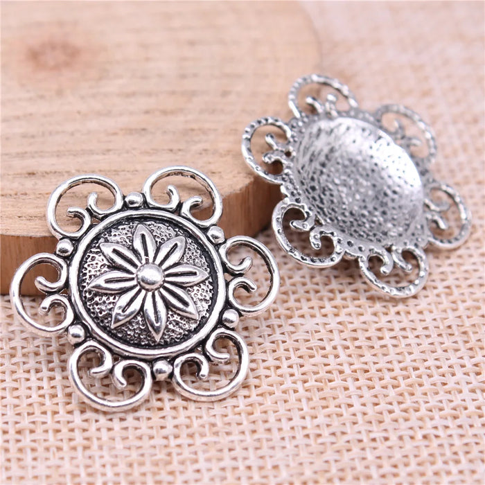 30x30mm 2.9g Antique Silver Zinc Alloy Flower Connector Charm Pendant for DIY Jewelry Making