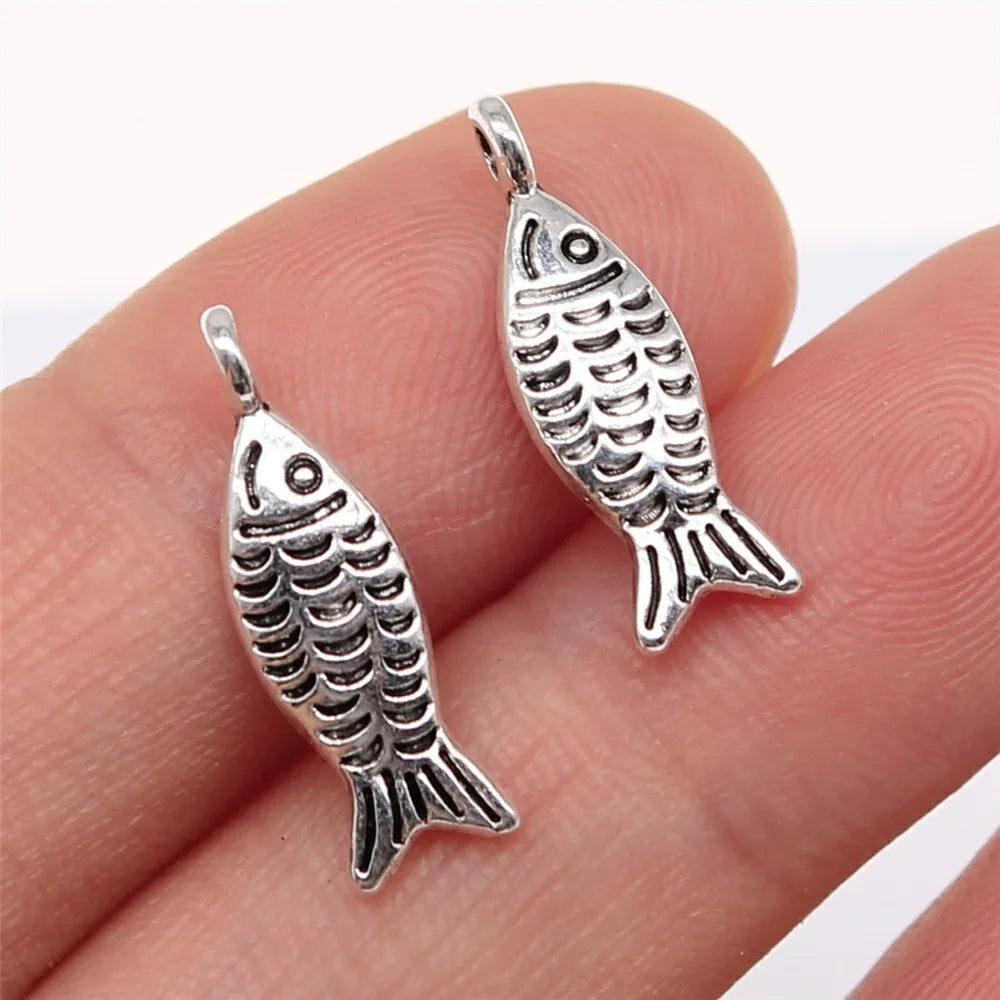 20x6mm 1g Multicolor Zinc Alloy Fish Charm Pendant for Ocean Theme Bracelet Necklace DIY