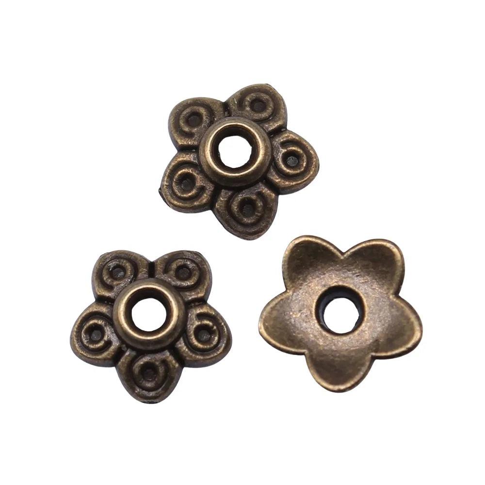 10mm 0.4g Multi-Color Zinc Alloy Flower Bead Caps for DIY Beaded Necklace Jewelry Making