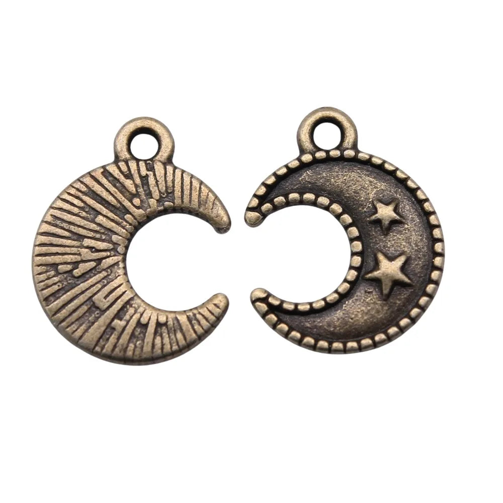 15x12mm 0.8g Multicolor Zinc Alloy Moon Star Charm Pendant for DIY Necklace Bracelet Making