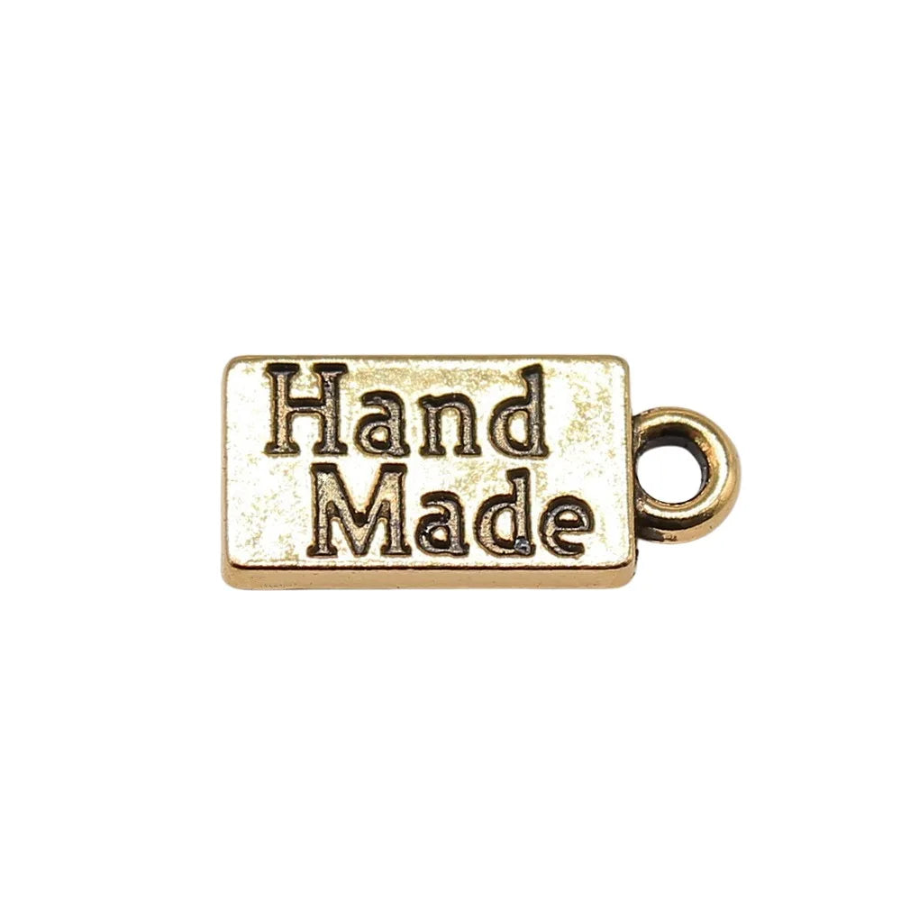 15x7mm 0.8g Antique Silver Zinc Alloy hand made Word Tag Letter Charm Pendant for DIY Jewelry Making