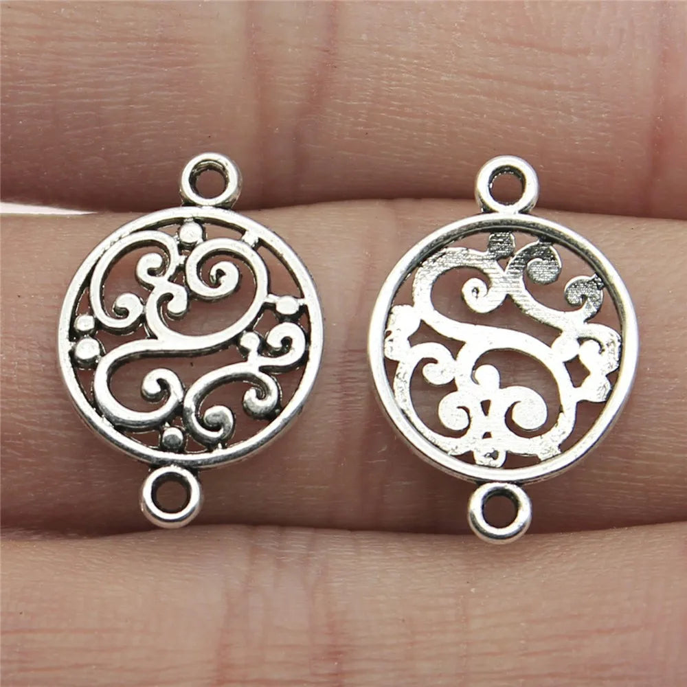 14x20mm 0.8g Multicolor Zinc Alloy Flower Filigree Connector Charm for DIY Bracelet Necklace Making
