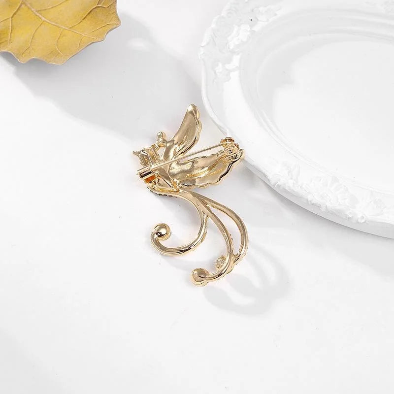 Luxury Phoenix Bird Rhinestone Enamel Brooch, Blue Green Crystal Lapel Pin Corsage Suit Accessory Gift