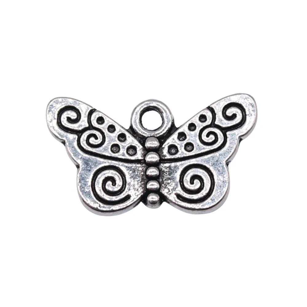 21x12mm 1.9g Antique Silver Zinc Alloy Butterfly Charm Pendant for DIY Jewelry Making