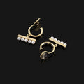 Elegant Gold Alloy Spiral Hoop Bar Pearl Drop Stud & Clip On No Piercing Women's Fashion Earrings