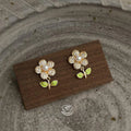 Chic Flower Zircon Copper Drop Earrings With 14K Gold Plating