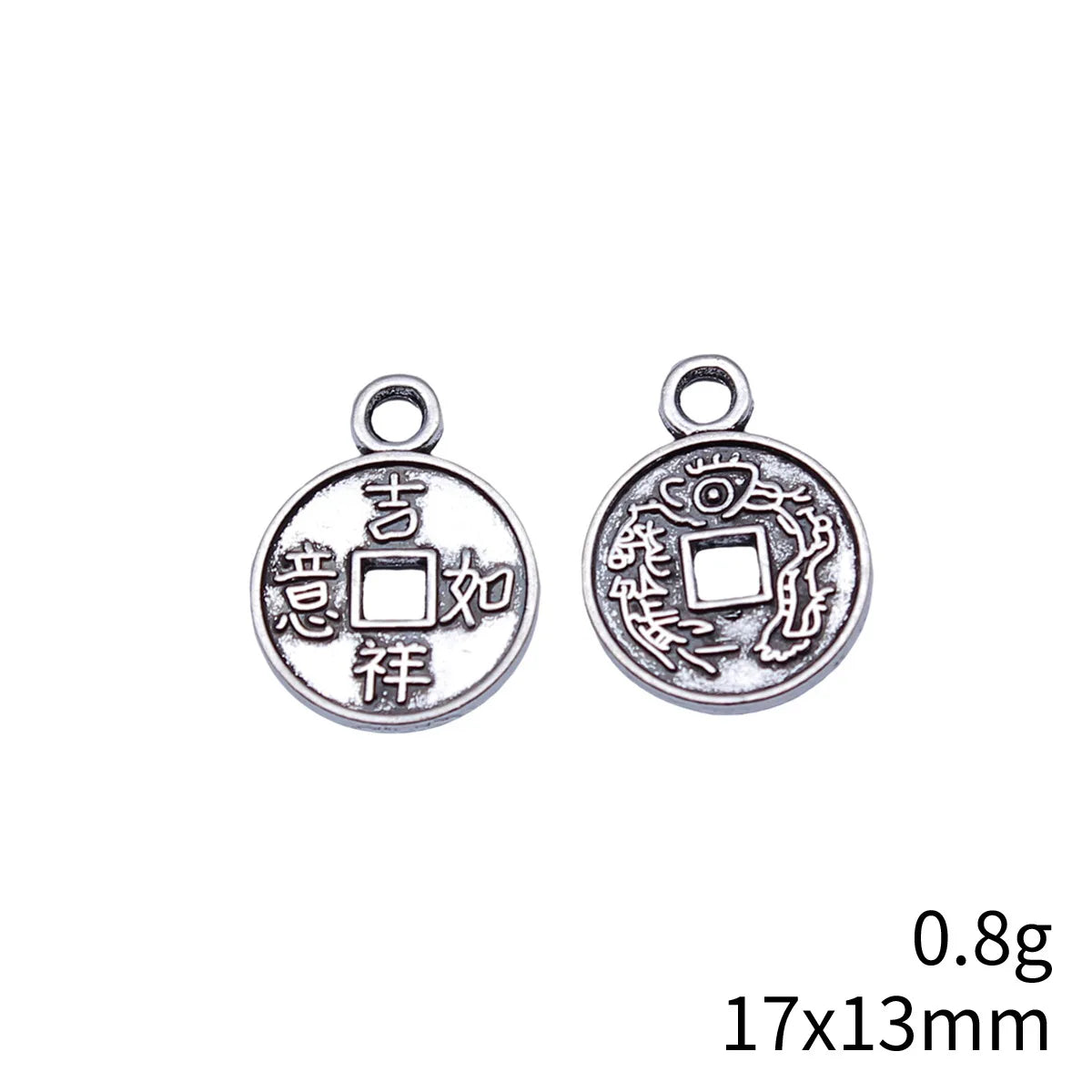 17x13mm 0.8g Antique Silver Zinc Alloy Ruyi Coin Charm Pendant for DIY Bracelet Necklace Making