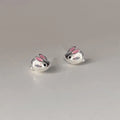 Sweet Cool Moon Rabbit Stud Earrings Copper Mini 3D Animal Jewelry