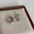 Sweet Cool Copper Irregular Geometric Round Pleated Drop Earrings For Women Jewelry