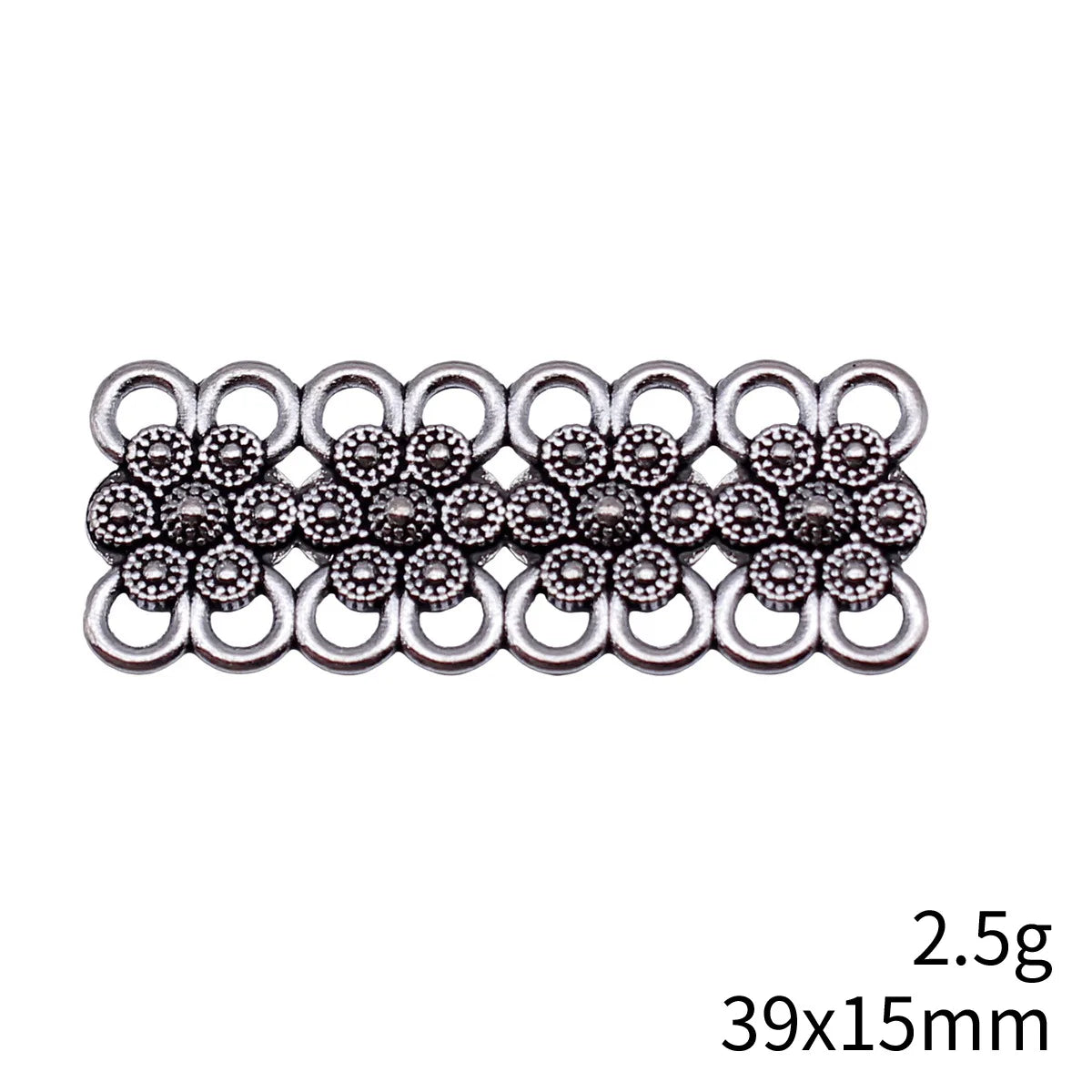 39x15mm 2.5g Antique Silver Zinc Alloy Flower Multi Hole Connector Charm for DIY Bracelet Making