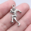 32x22mm 2.3g Antique Silver Zinc Alloy Football Player Charm Pendant for Sports DIY Jewelry Making