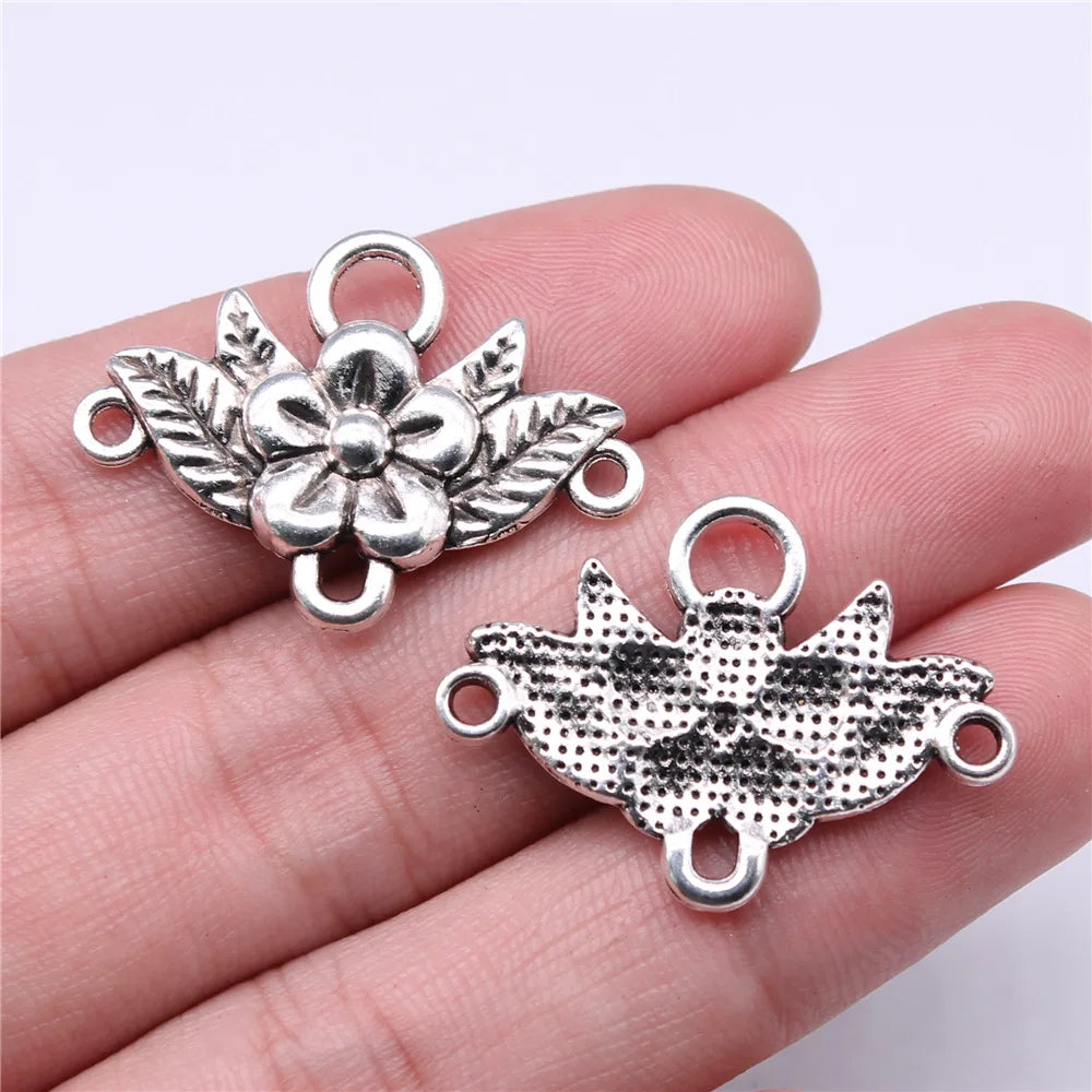32x23mm 3.21g Multicolor Zinc Alloy Flower Leaf Connector Charm Pendant for DIY Earrings Jewelry Making