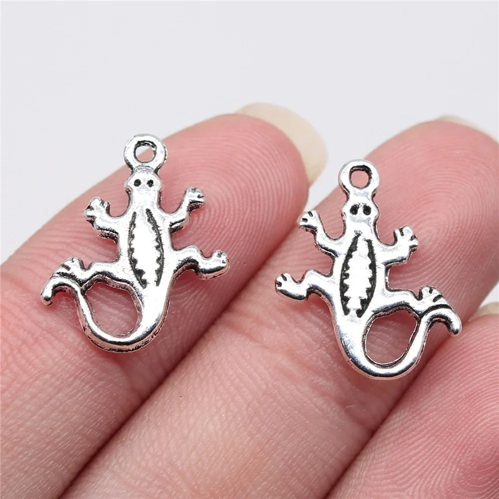 12x18mm 0.9g Antique Silver Zinc Alloy Lizard Charm Pendant for DIY Necklace Bracelet Jewelry Making