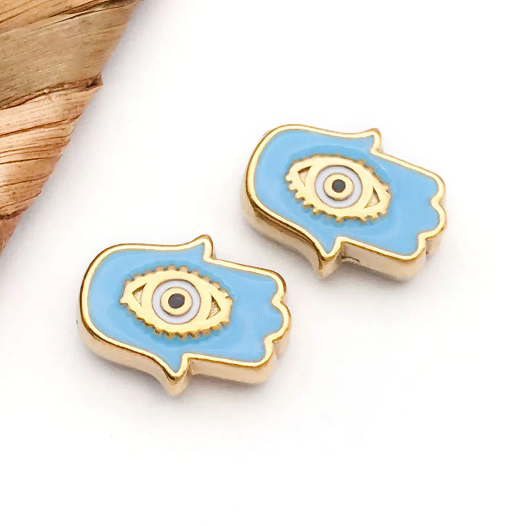 Enamel Stainless Steel Eye Square Spacer Double Sided Beads for European Bracelet DIY