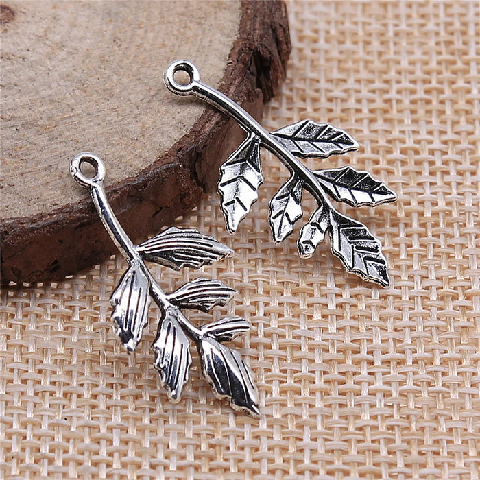 30x16mm 1.2g Multicolor Zinc Alloy Branch Leaf Charm Pendant for Necklace Bracelet Making