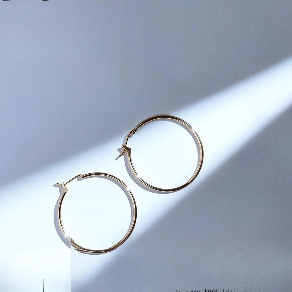 14K Gold Plated Copper Round Hoop Earrings For Women Minimalist Chic Fashion Jewelry