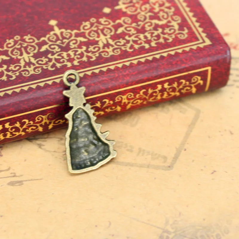 25x13MM Antique Silver Zinc Alloy Christmas Tree Charm Pendant for DIY Necklace Bracelet Jewelry Making