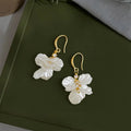 Fresh Elegant Acrylic Flower Tassel Drop Earrings, Handmade Copper Summer Floral Jewelry