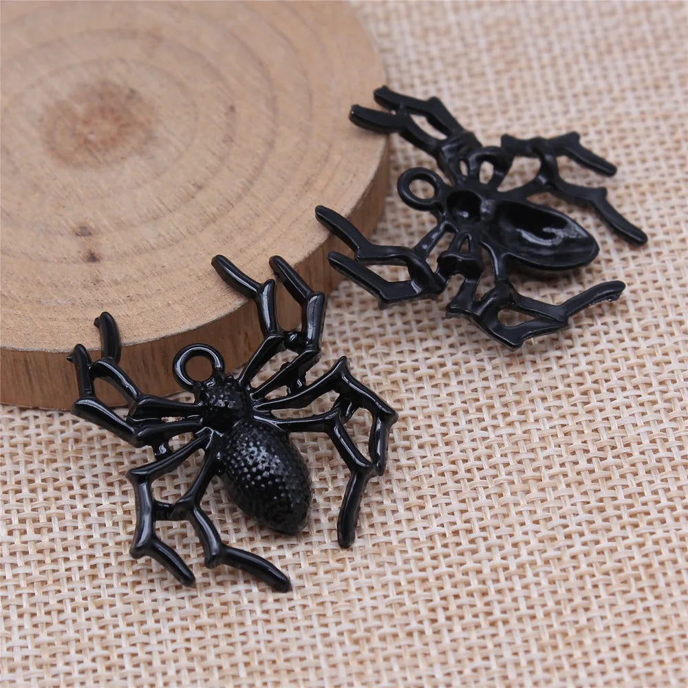 35x32mm 5.1g Electrophoretic Black Zinc Alloy Spider Charm Pendant for Gothic Jewelry Making