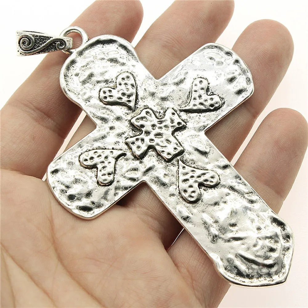 94x65mm 18.5g Zinc Alloy Oversized Heart Cross Charm Pendant for DIY Necklace Bracelet Jewelry Making