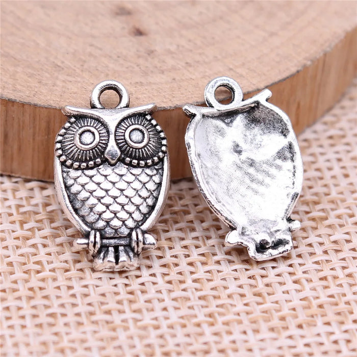 19x11mm 1g Antique Silver Zinc Alloy Owl Cat Charm Pendant for DIY Necklace Bracelet Jewelry Making