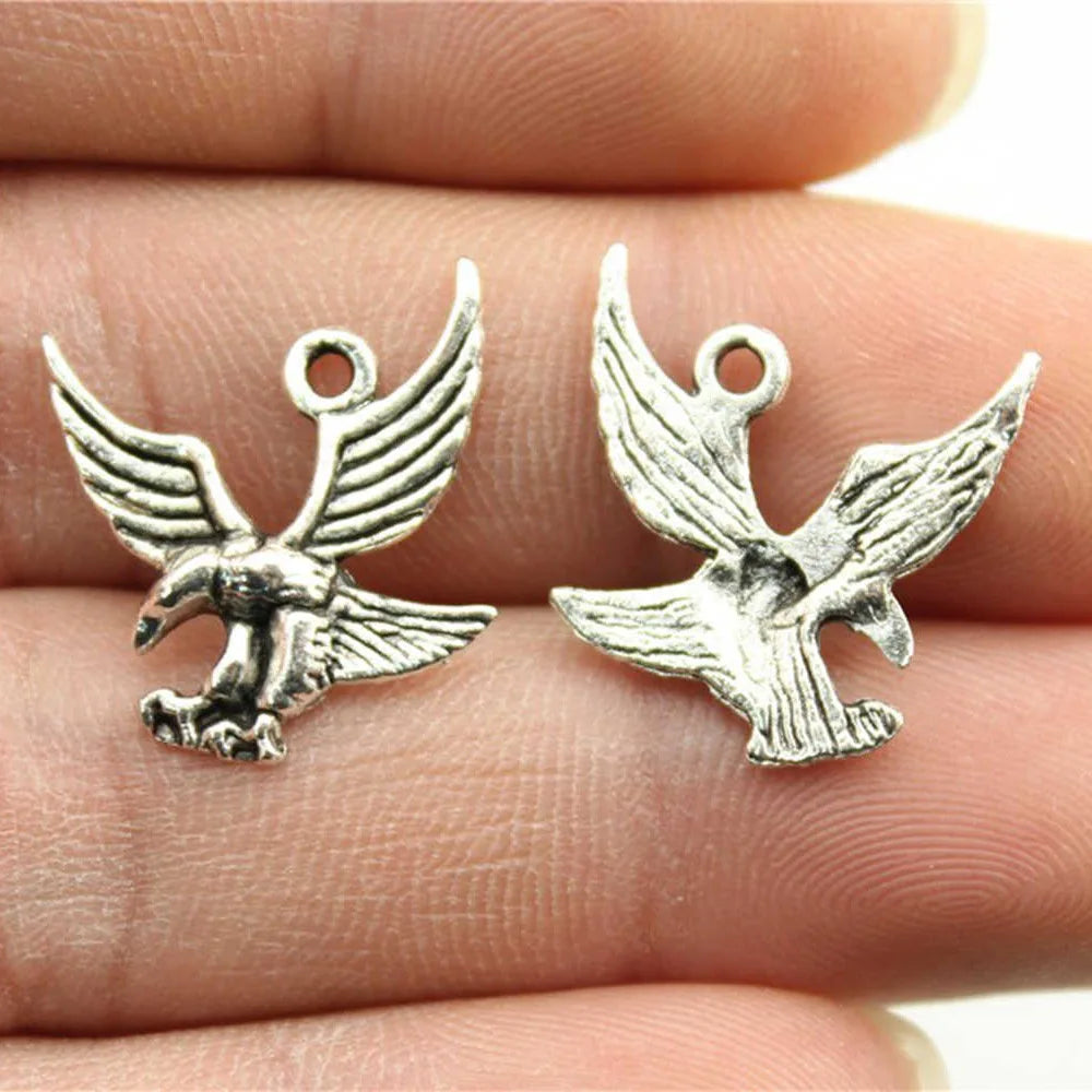 20x20mm 0.8g Antique Silver Zinc Alloy Eagle Charm Pendant for DIY Necklace Bracelet Making