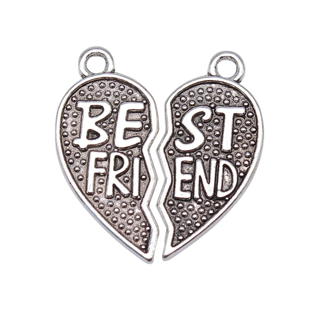 29x25mm 3.7g Zinc Alloy Best Friend Heart Puzzle Charm Pendant for DIY Necklace Jewelry Making