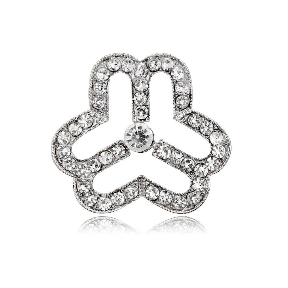 Elegant Rose Gold Alloy Flower Logo Brooch With Clear Rhinestones, Women's Lapel Pin Corsage Gift