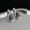 2025 New Chinese Style Ink Color Irregular Hollow Geometric Resin Drop Earrings