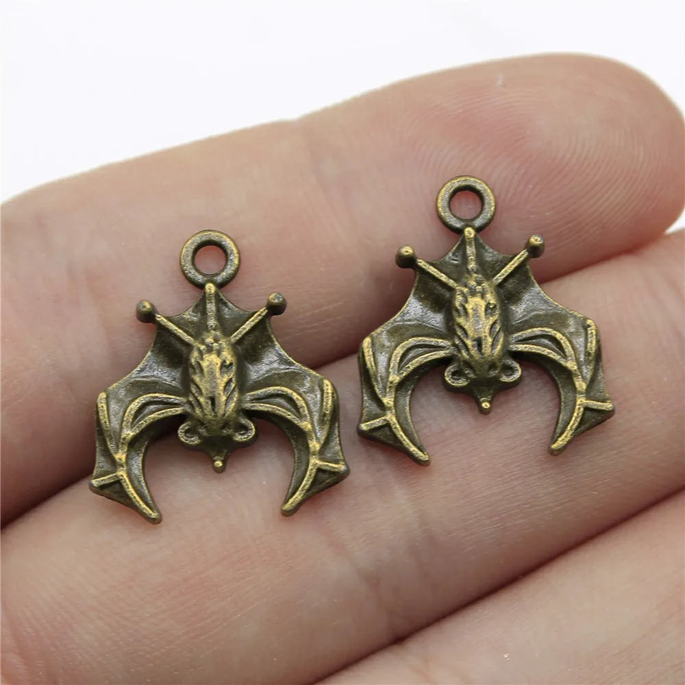20x17mm 1.7g Multicolor Zinc Alloy Upside Down Bat Charm Pendant for DIY Halloween Jewelry Making