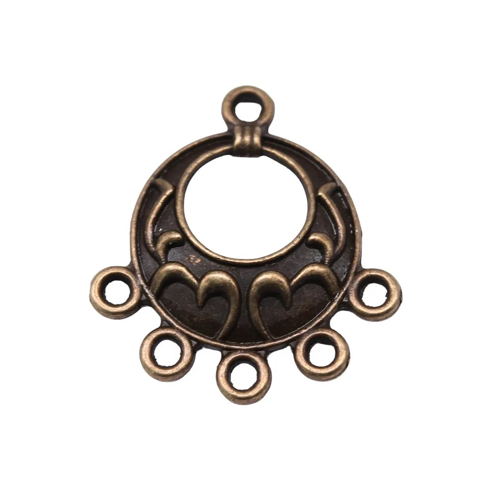 25x23mm 1.8g Multicolor Zinc Alloy Openwork Earring Connector Charms for DIY Earring Jewelry Making