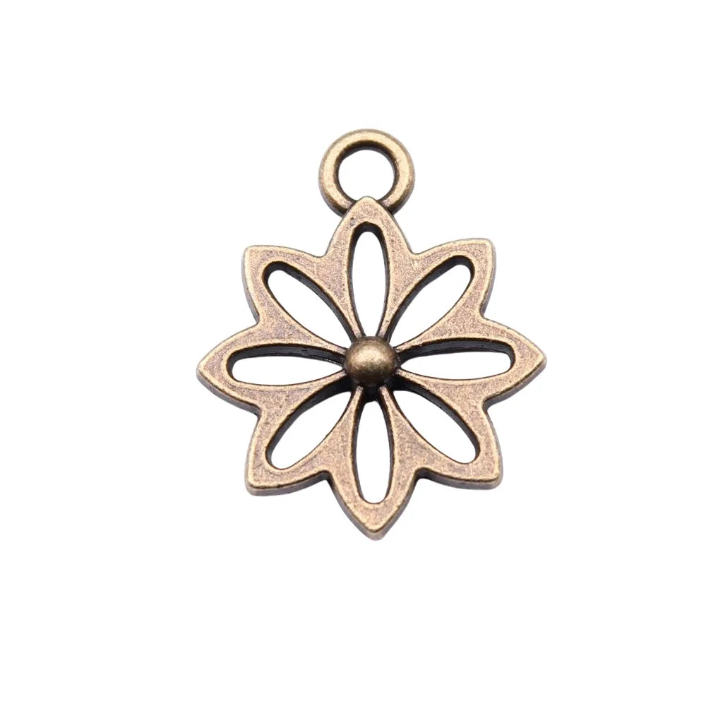 15x18mm 0.9g Multicolor Zinc Alloy Flower Leaf Charm Pendant for DIY Earring Necklace Making