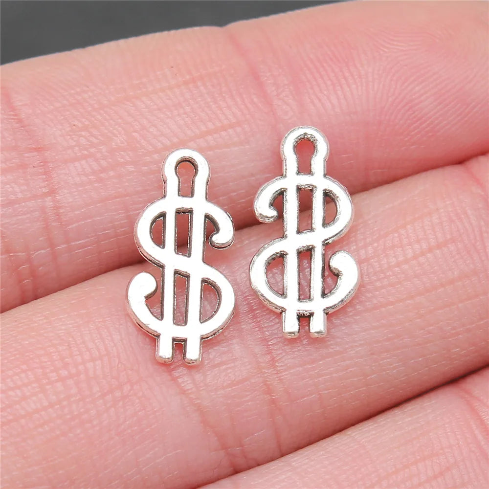 9x17mm 0.6g Multicolor Zinc Alloy Dollar Sign Charm Pendant for DIY Bracelet Necklace Making