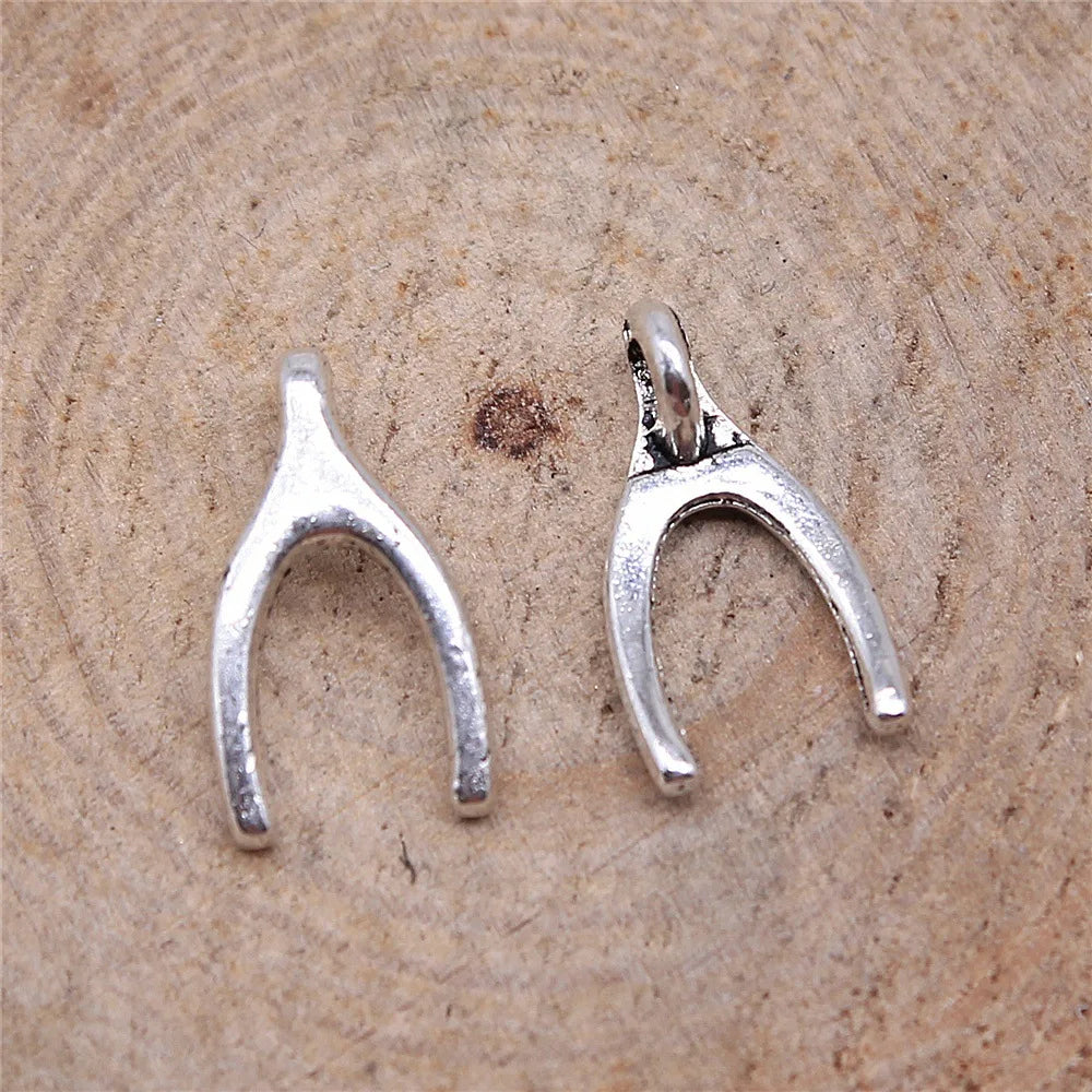 15x8mm 0.5g Multicolor Zinc Alloy Wishbone Charm Pendant for DIY Necklace Bracelet Jewelry Making
