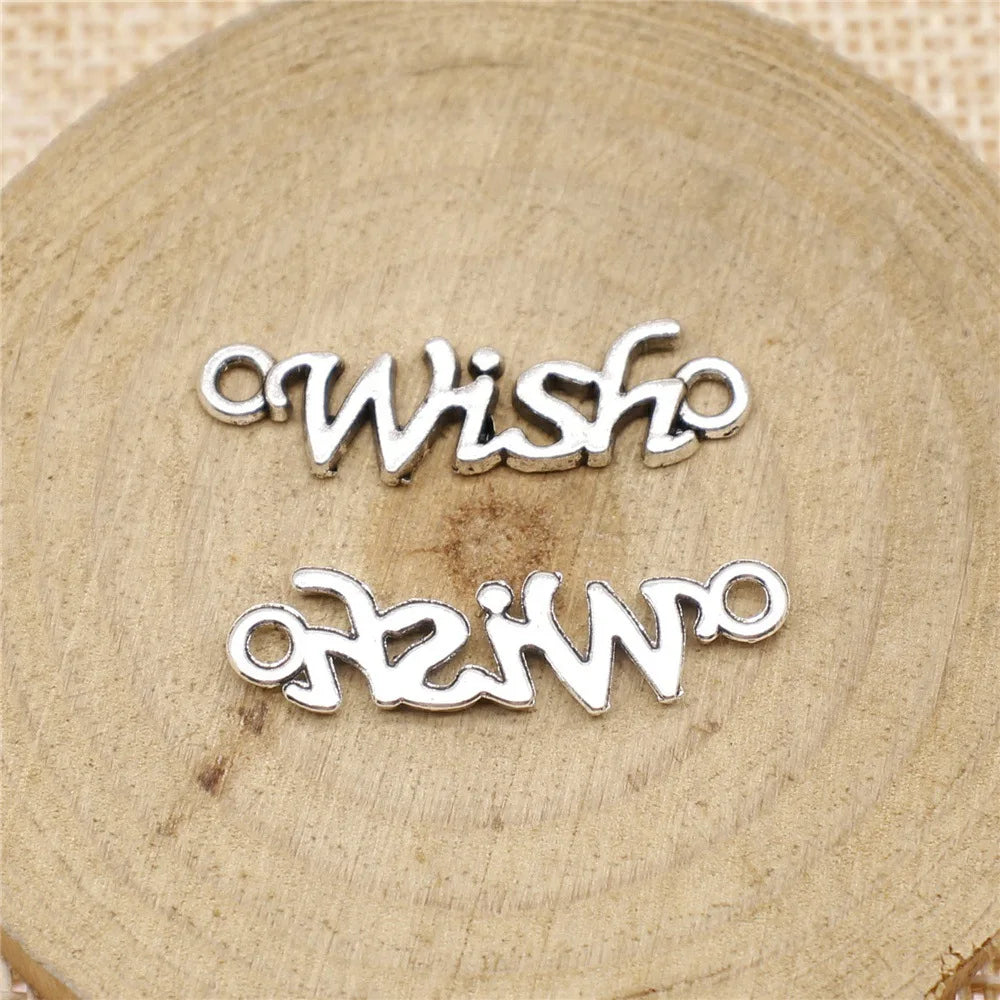 28mm 1g Multicolor Zinc Alloy Wish Word Connector Charm for DIY Bracelet Necklace Jewelry